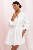 Daisy Long Sleeve Mini Dress White