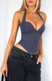 Something I Dont Know Halter Bustier Petrol