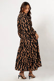 Lincoln Long Sleeve Maxi Dress Black Beige