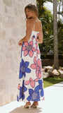 Norah Eyelet Maxi Dress Botanic Blue Pink Print