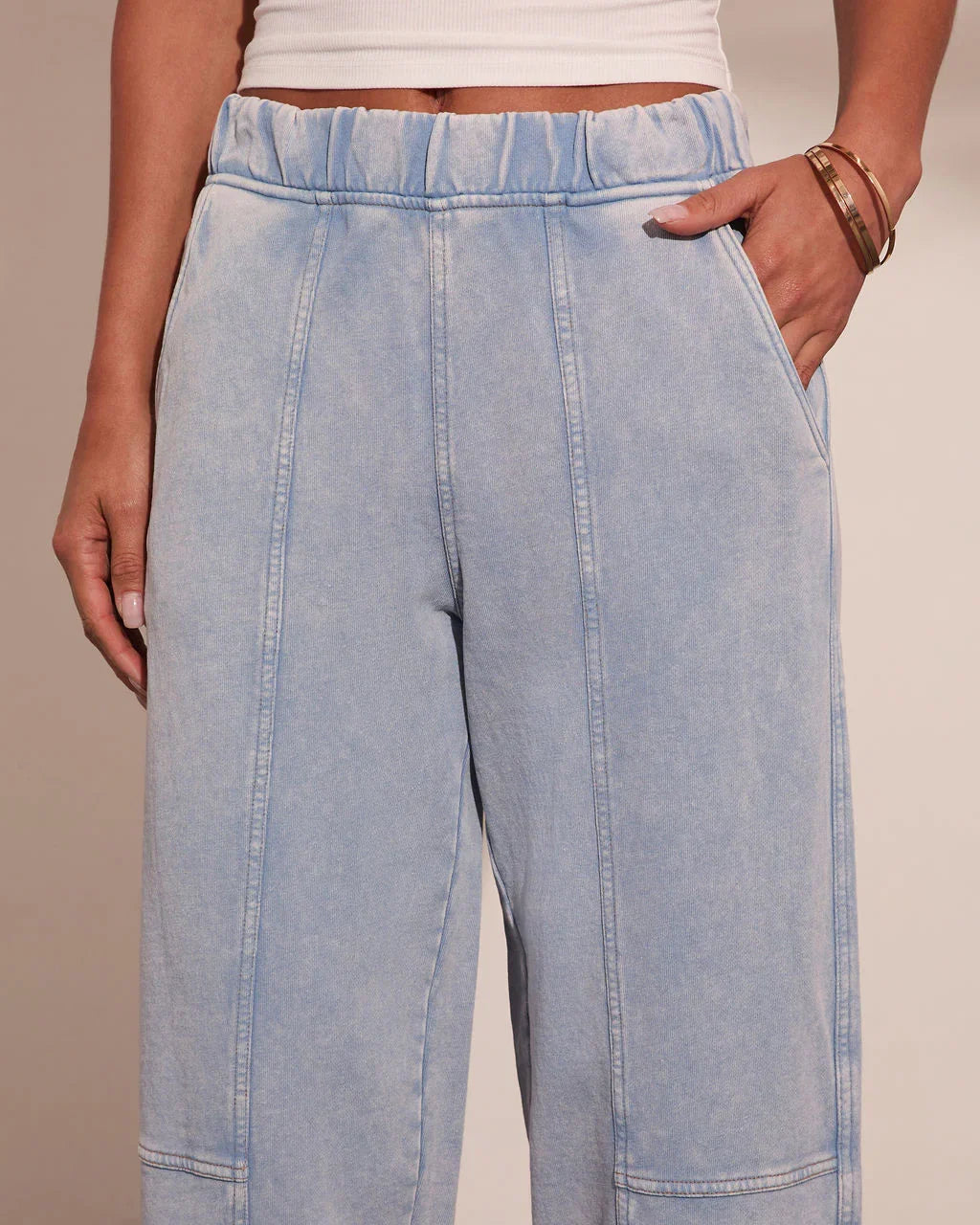 Essential Style Elastic Waistband Barrel Leg Pants
