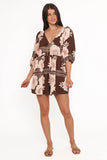 Henley Romper Brown Floral