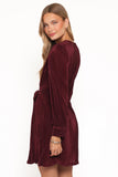 Joy Plisse Mini Dress Burgundy