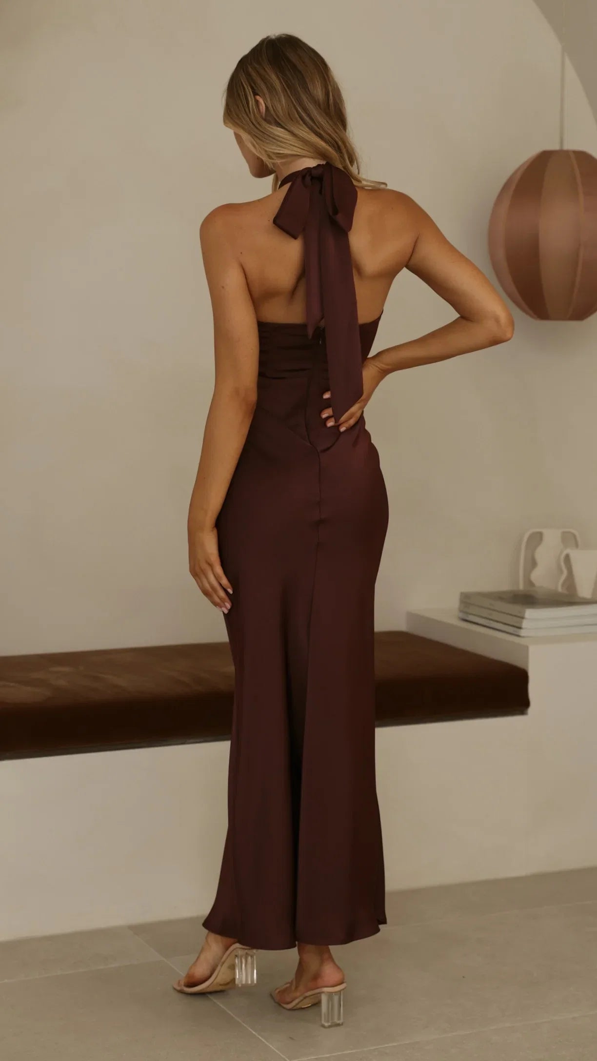 Grace Halter Maxi Dress Chocolate