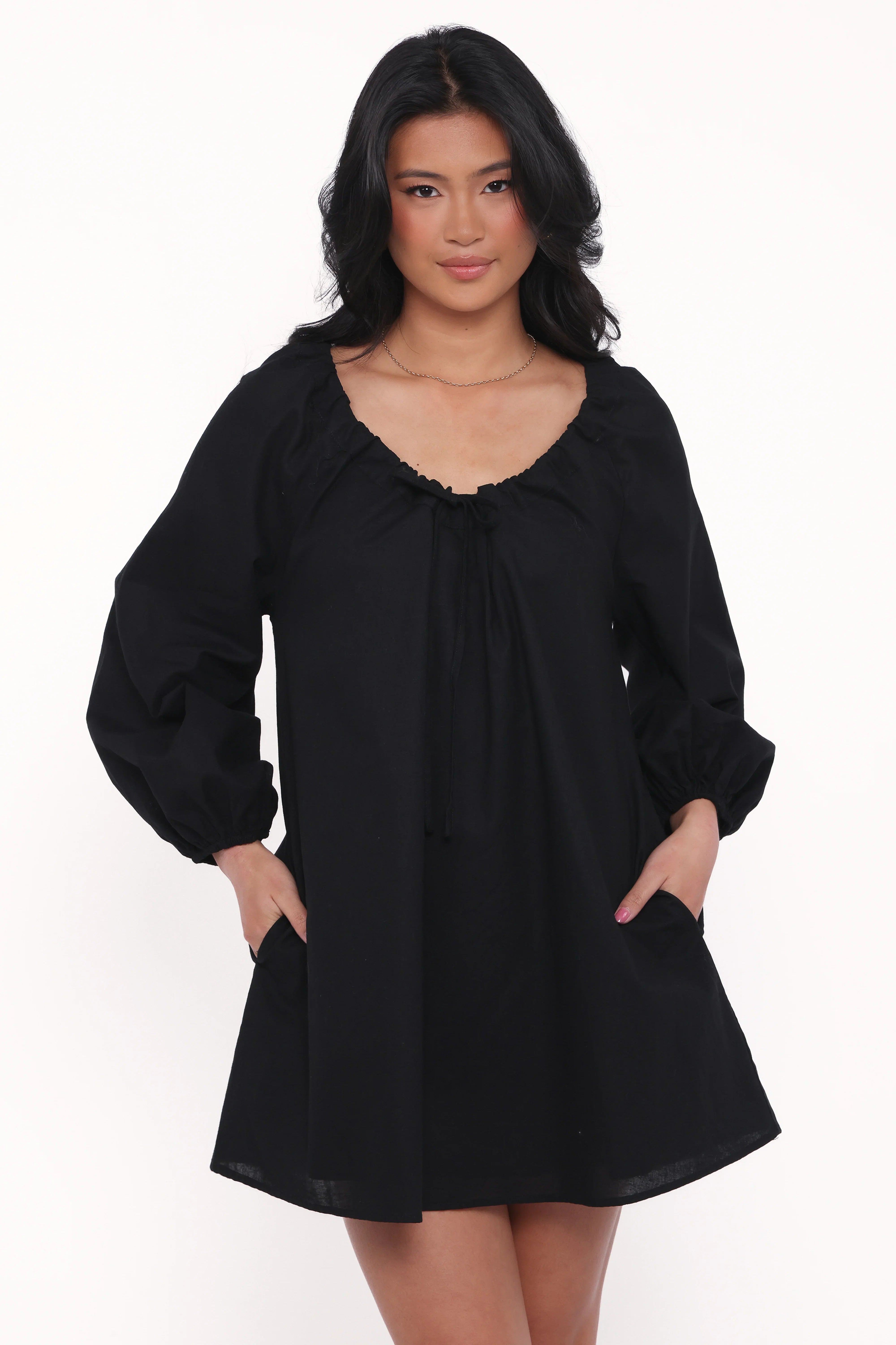 Walker Smock Mini Dress Black