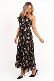 Layley One Shoulder Maxi Dress Black Floral