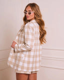 Soft Check Plaid Print Blazer