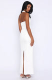 Champagne High Halter Maxi Dress White