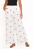 Valora Wide Leg Pant White Black Polka Dot