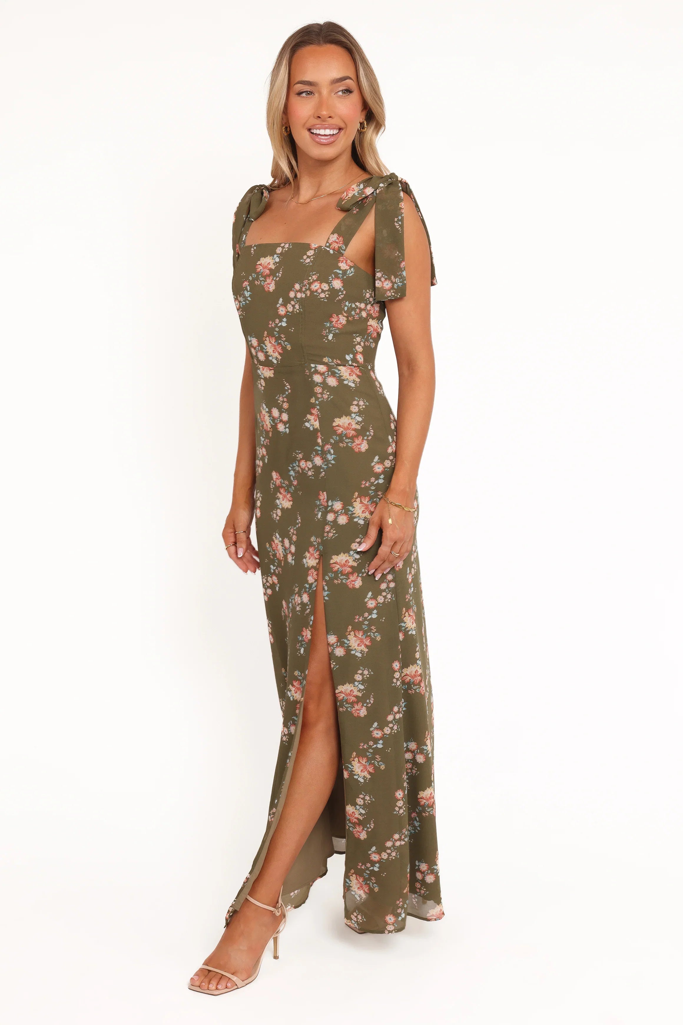 Renita Maxi Dress Olive Floral
