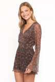 Rhiannon Long Sleeve Romper Brown Floral
