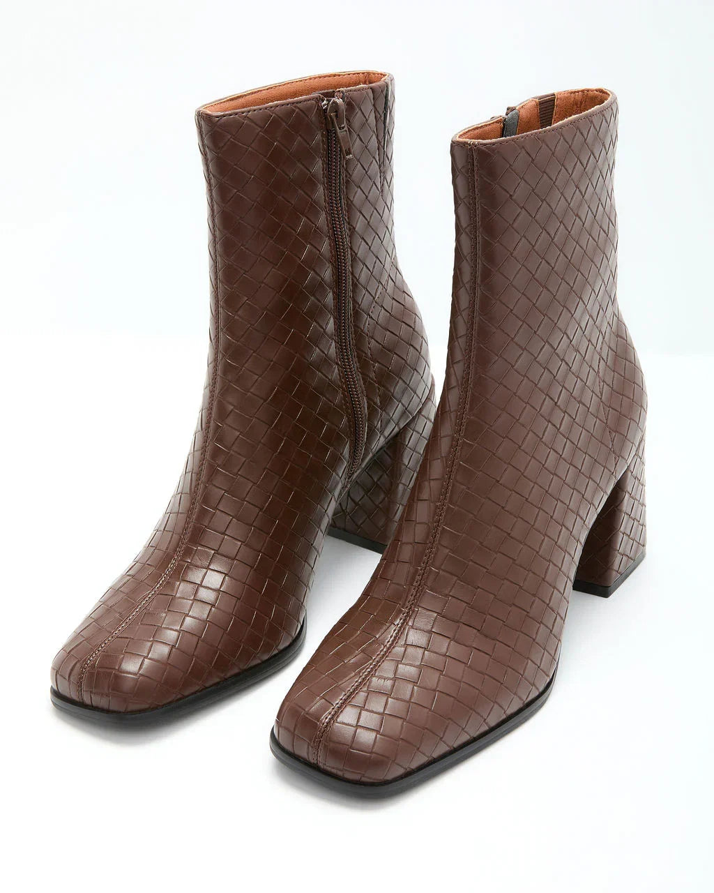 Chanie Woven Vegan Leather Booties
