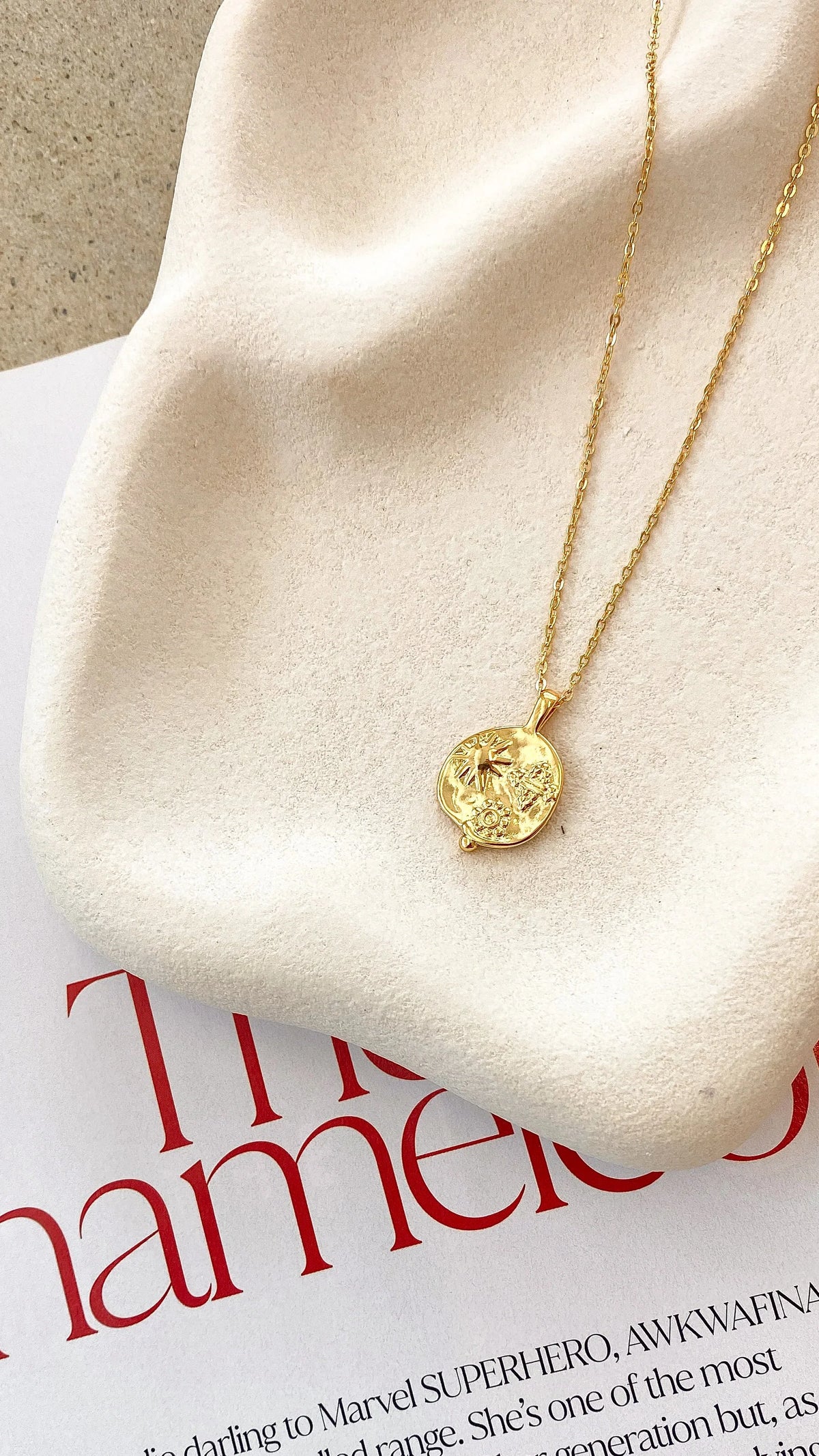 Ocean Coin Charm Necklace Gold