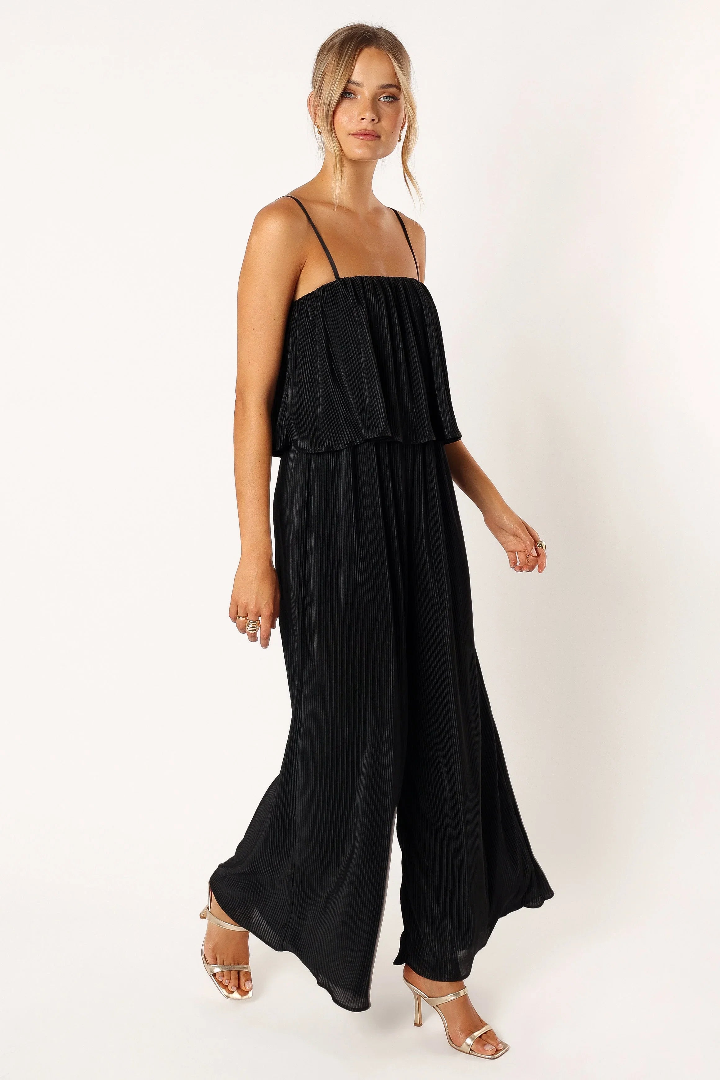 Jillian Plisse Jumpsuit Black