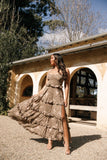 Lillee Tiered Maxi Dress Olive Print