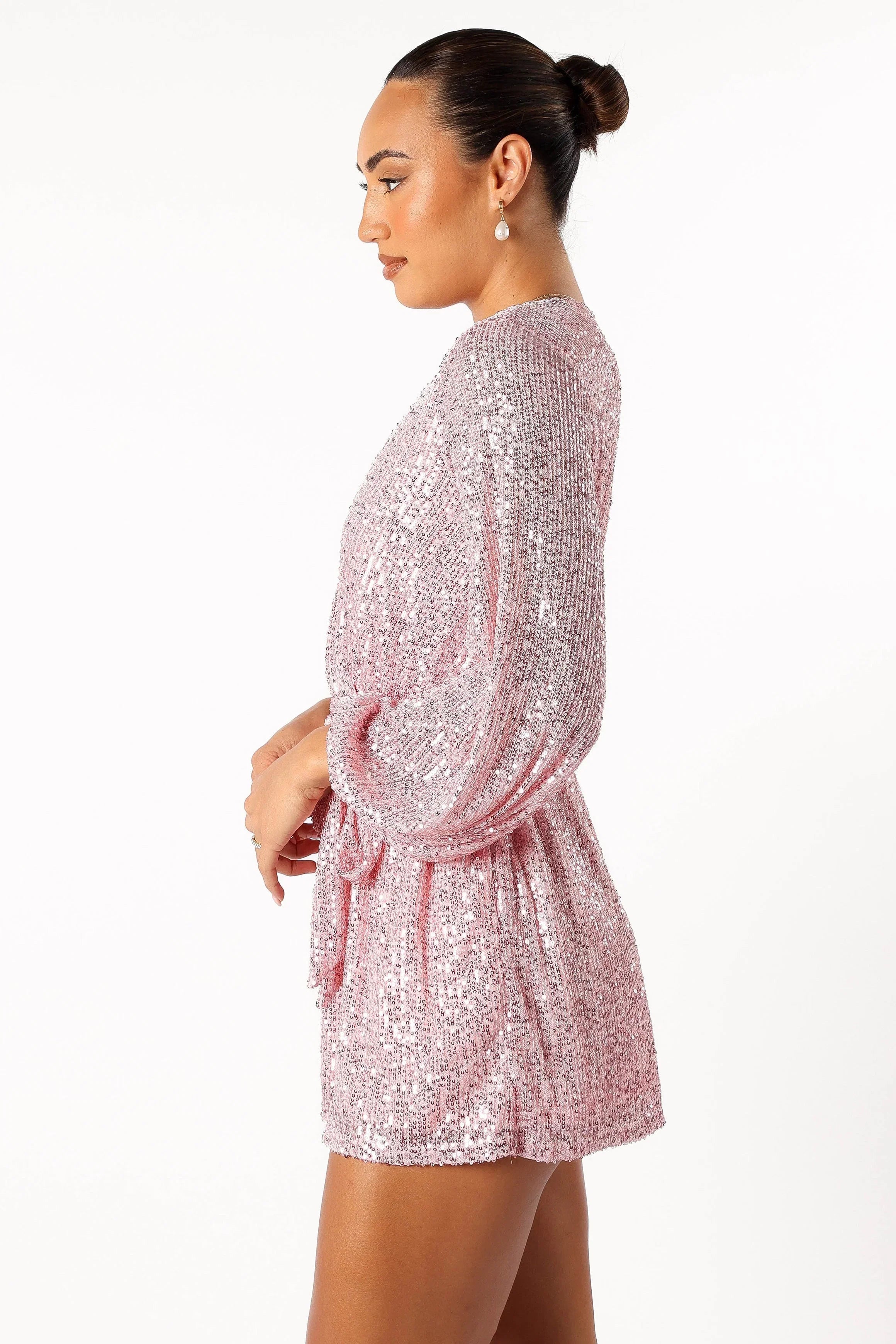 Monica Sequin Romper Pink