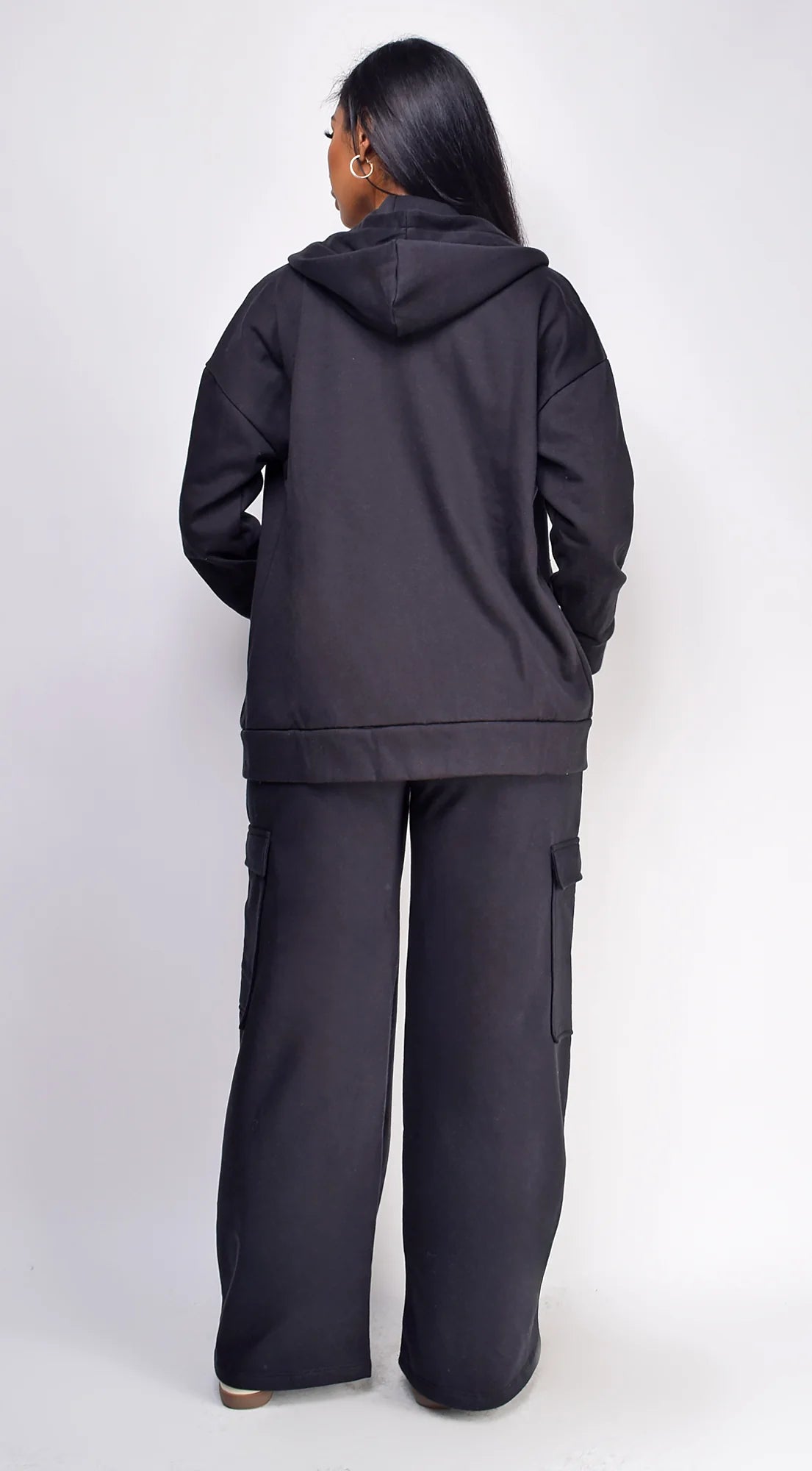 Everywhere Zip Up Oversized Hoodie Black