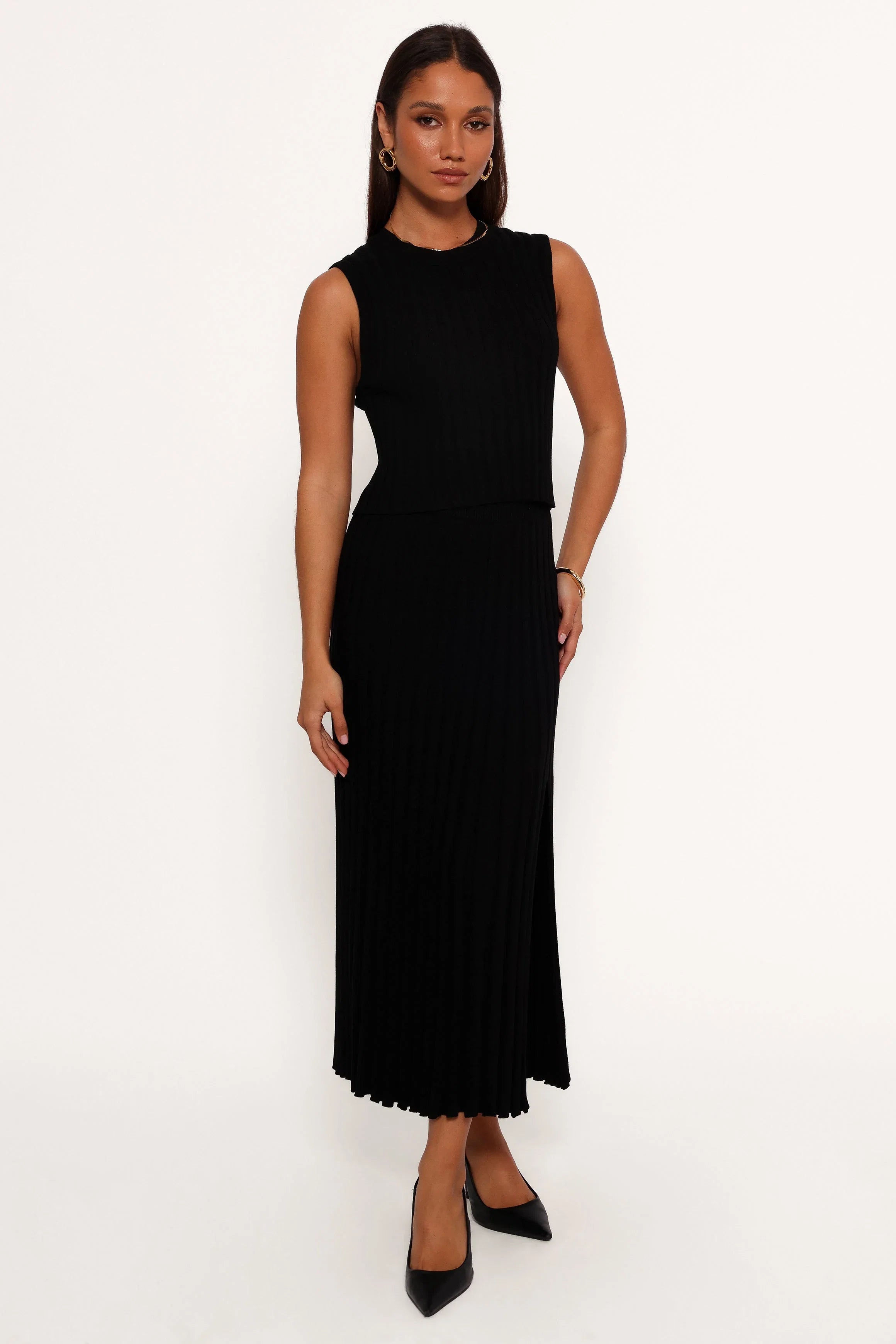 Carson Knit Midi Skirt Black