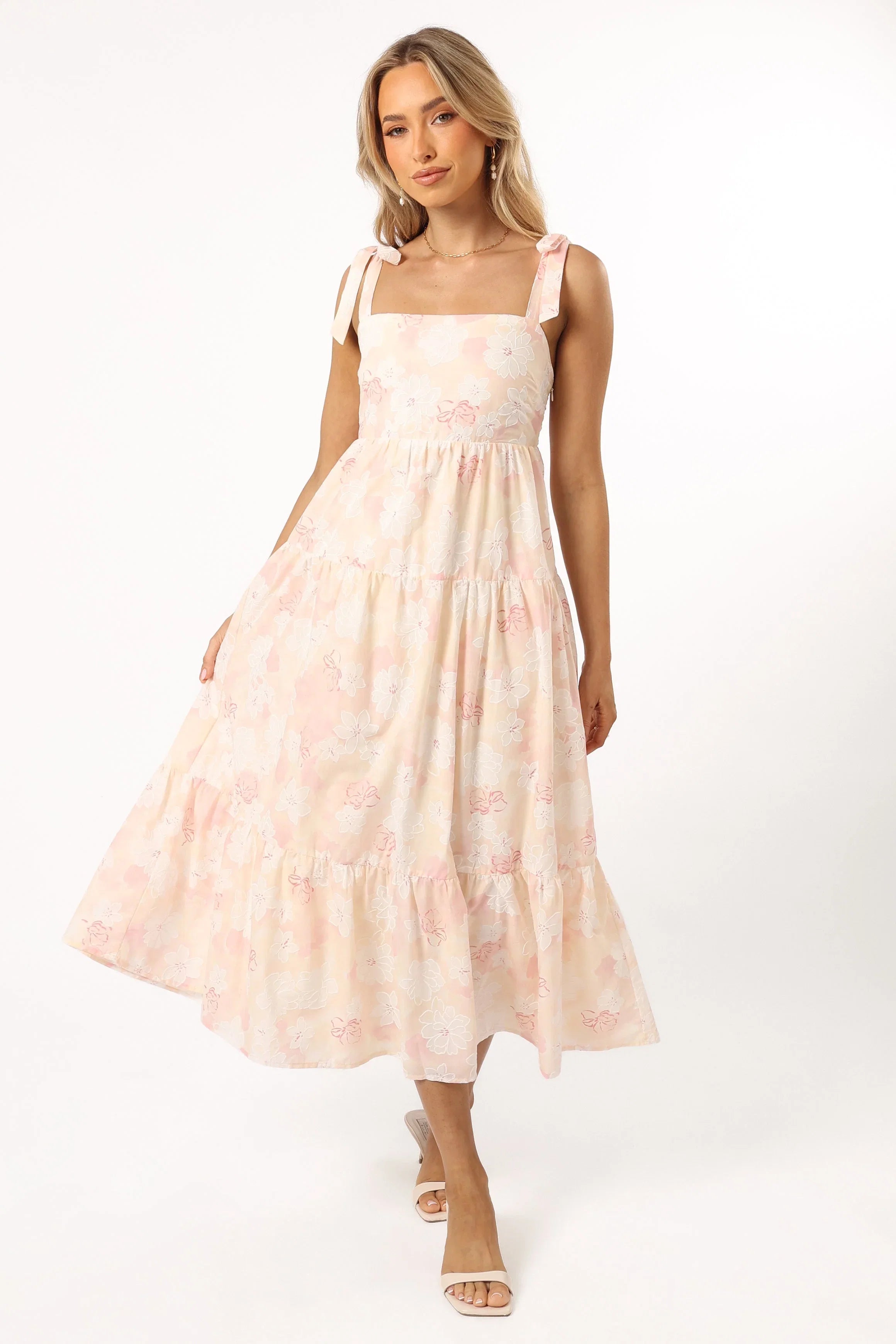 Andi Midi Dress Pink White Floral