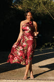 Kleo One Shoulder Maxi Dress Burgundy Floral