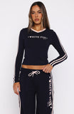 Star Of The Night Long Sleeve V Neck Baby Tee Navy