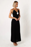 Florence Rosette Trim Maxi Dress Black