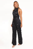 Bentley Halterneck Jumpsuit Black Polka Dot