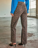 Yaron Stretch High Rise Straight Leg Leopard Print Jeans