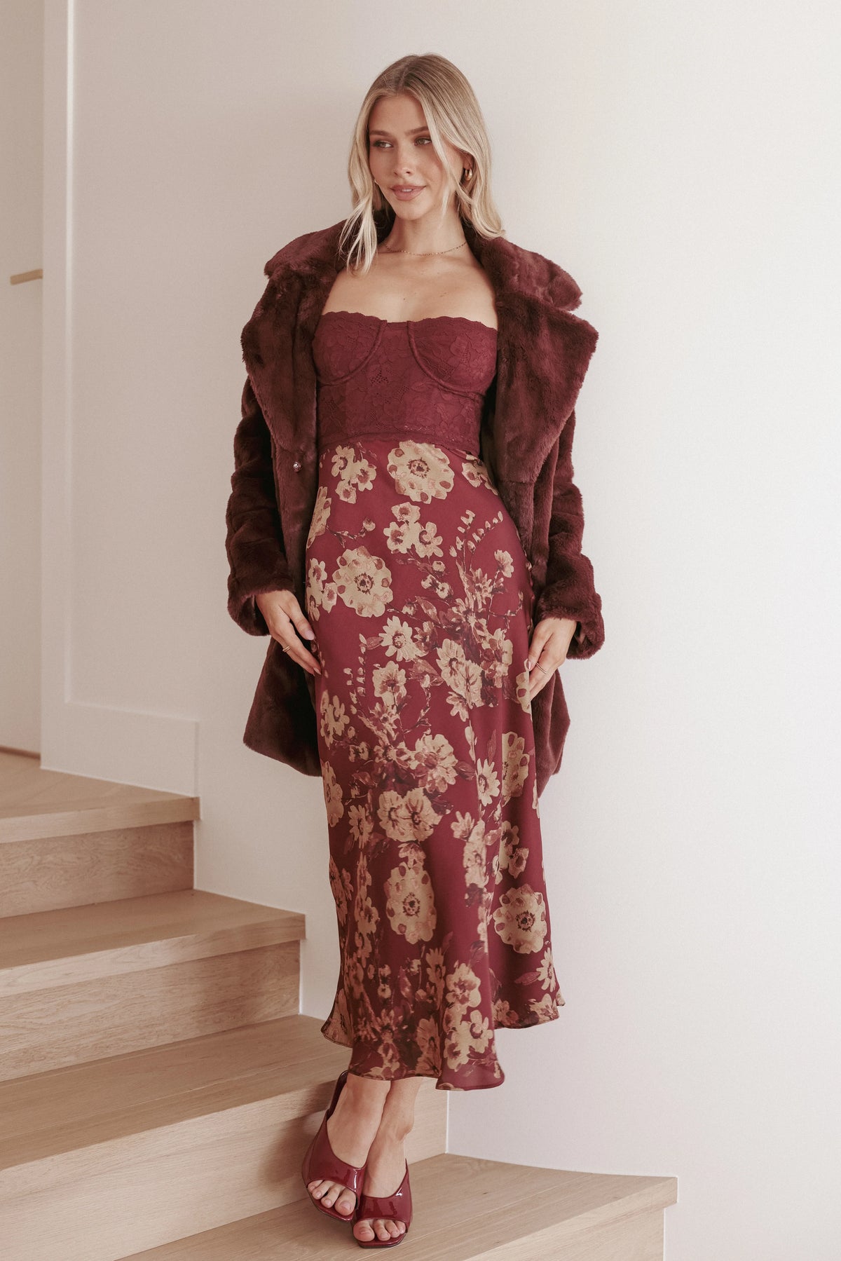 Shakira Midi Dress Bronzed Merlot
