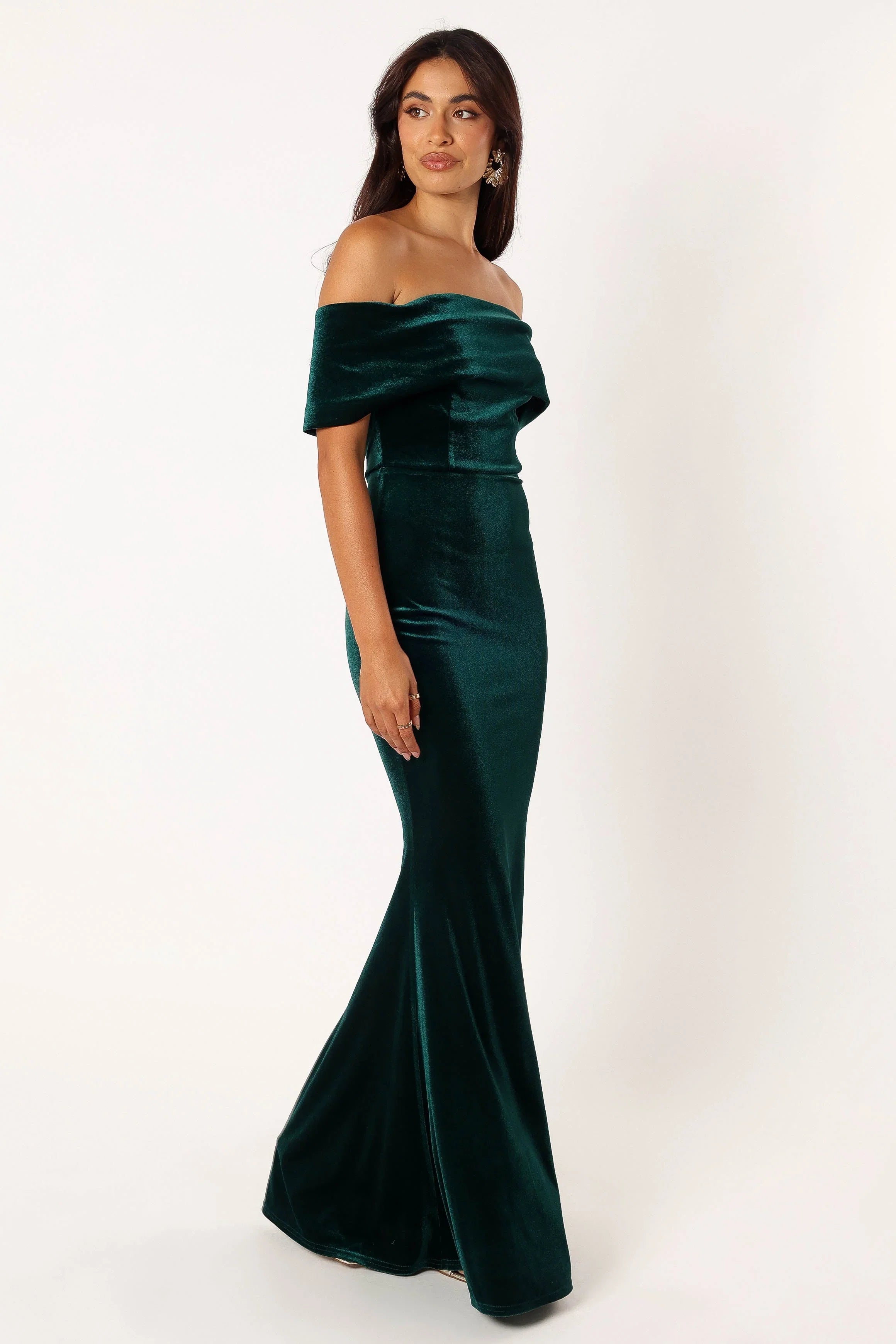 Adair Off Shoulder Maxi Dress Emerald Green