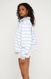 Best Influence Oversized Henley Sweater Grey Marle Blue Stripe