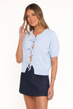 Koskie Tie Knit Top Blue
