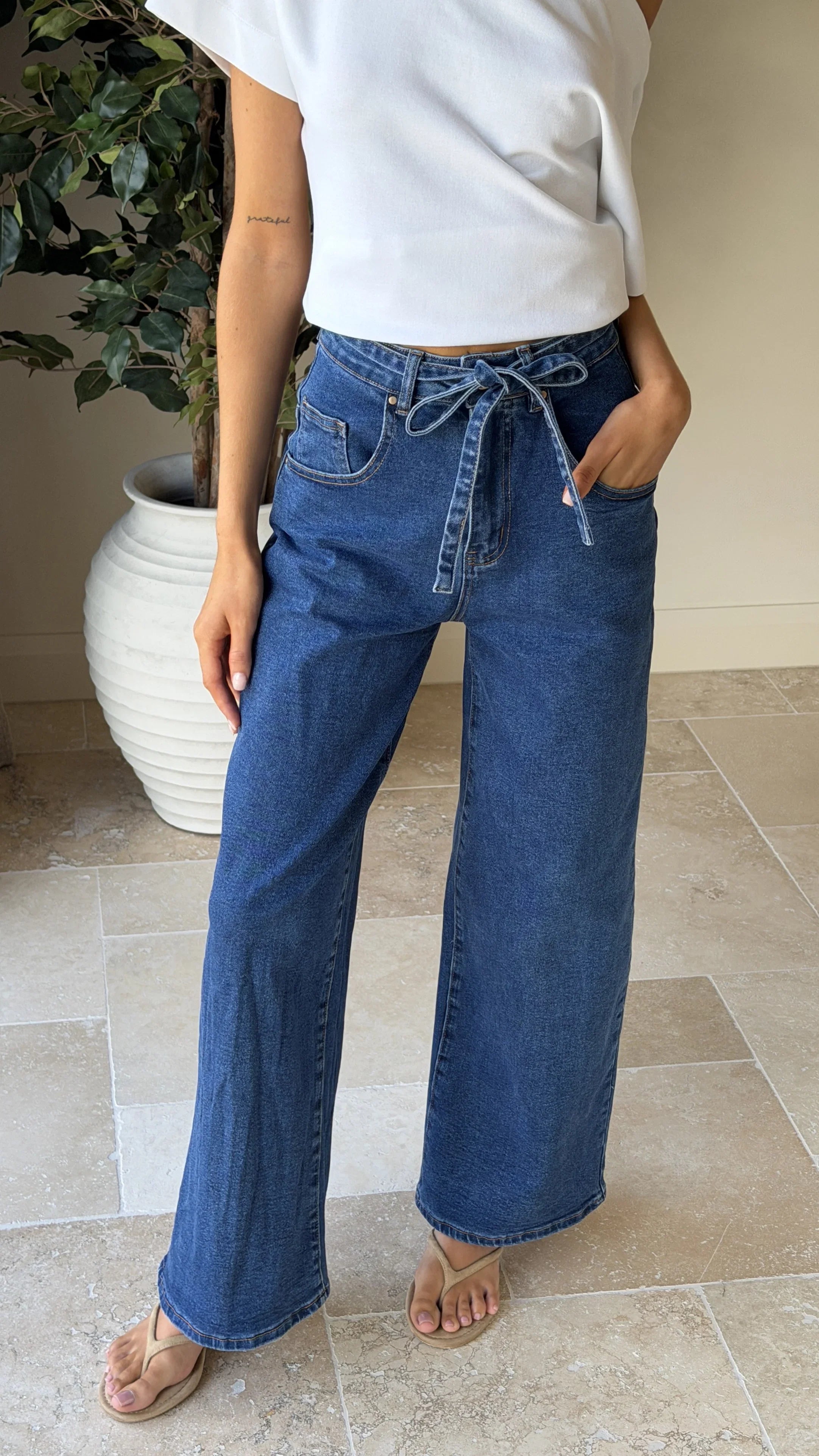 Nyra Wide Leg Jeans Dark Denim