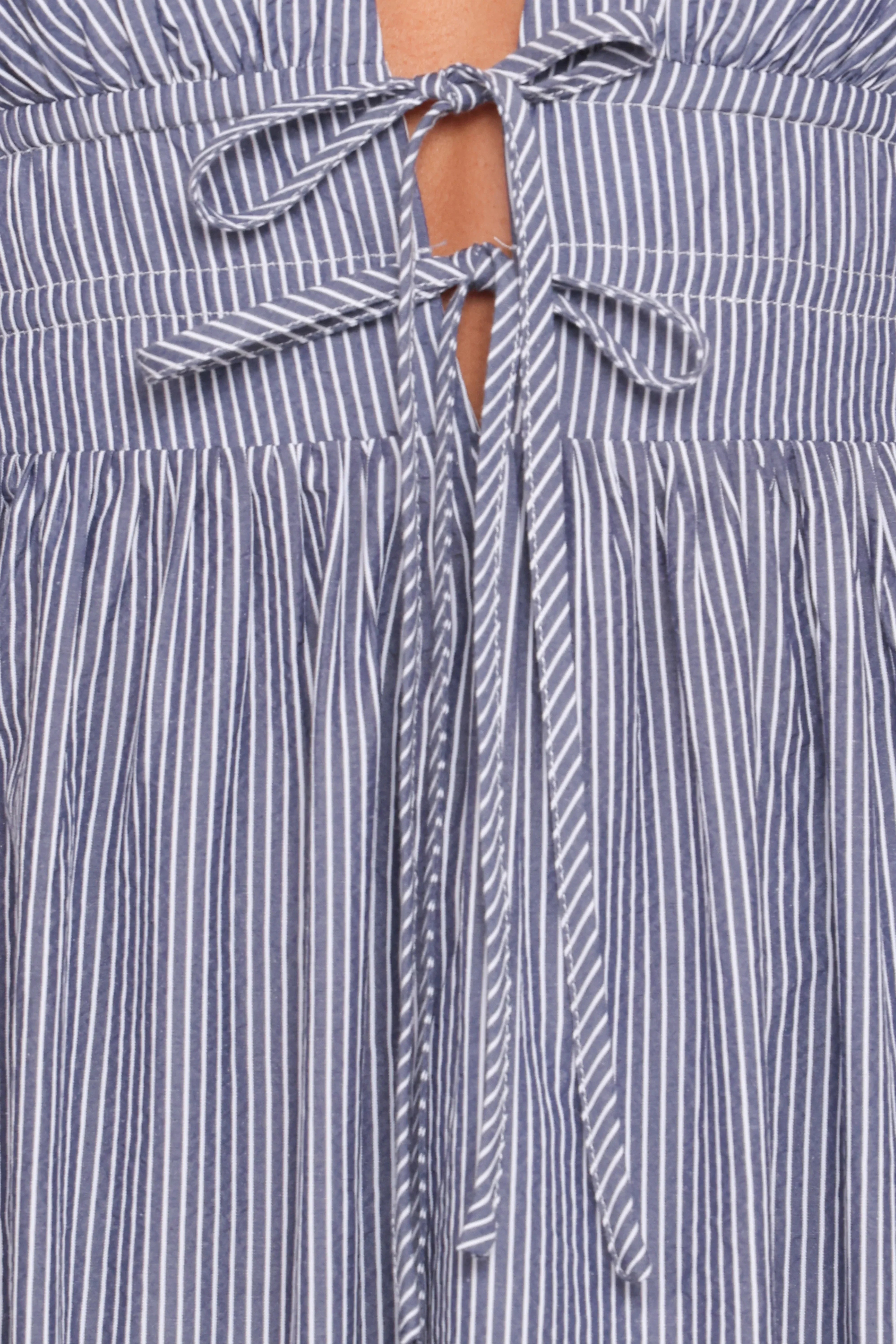 Annora Midi Dress Navy Pinstripe