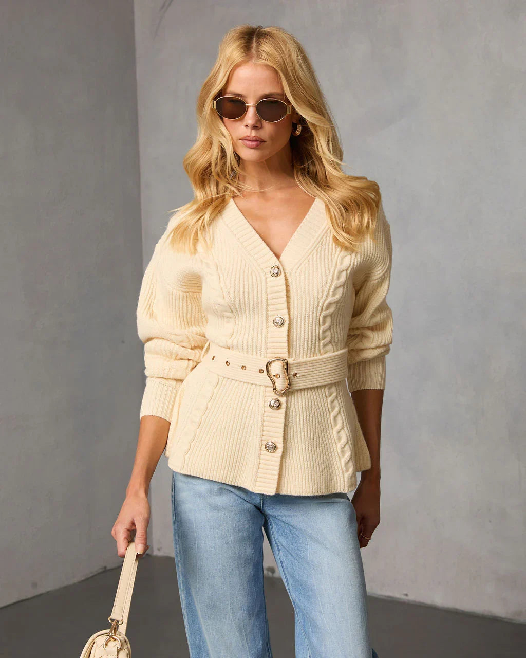 Old Harbor Belted Cable Knit Sweater