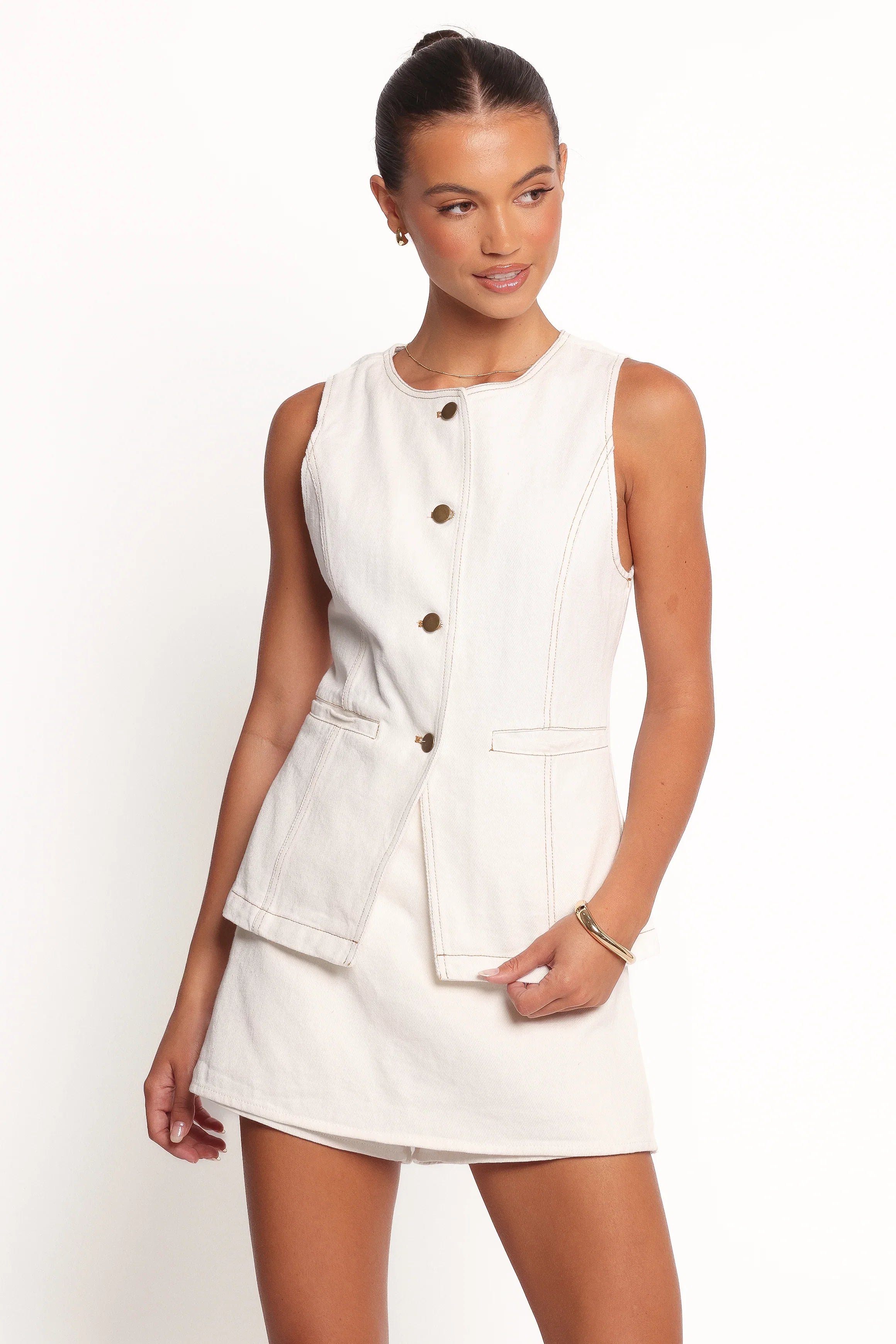 Kristy Denim Vest White