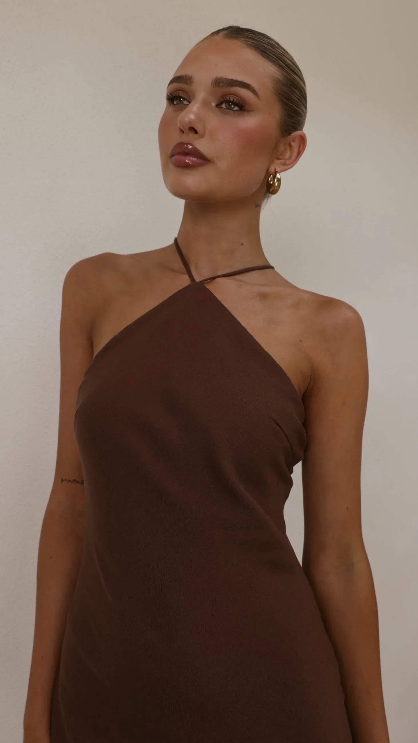 Chiara Linen Maxi Dress Chocolate
