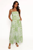 Eudora Maxi Dress Green Print