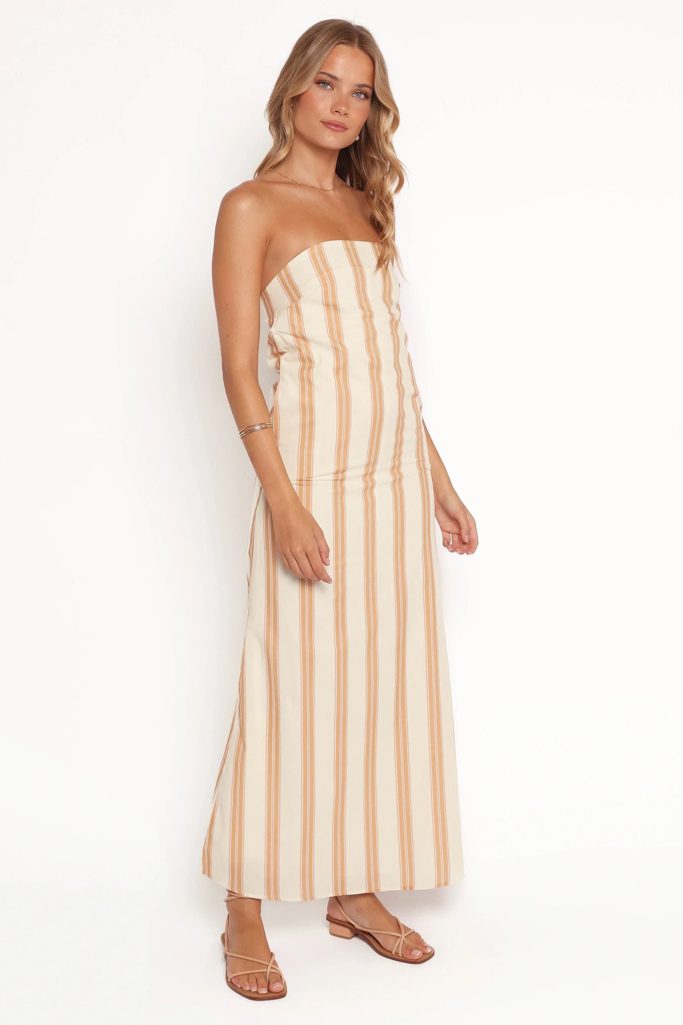Luisa Midi Dress Brown Stripe