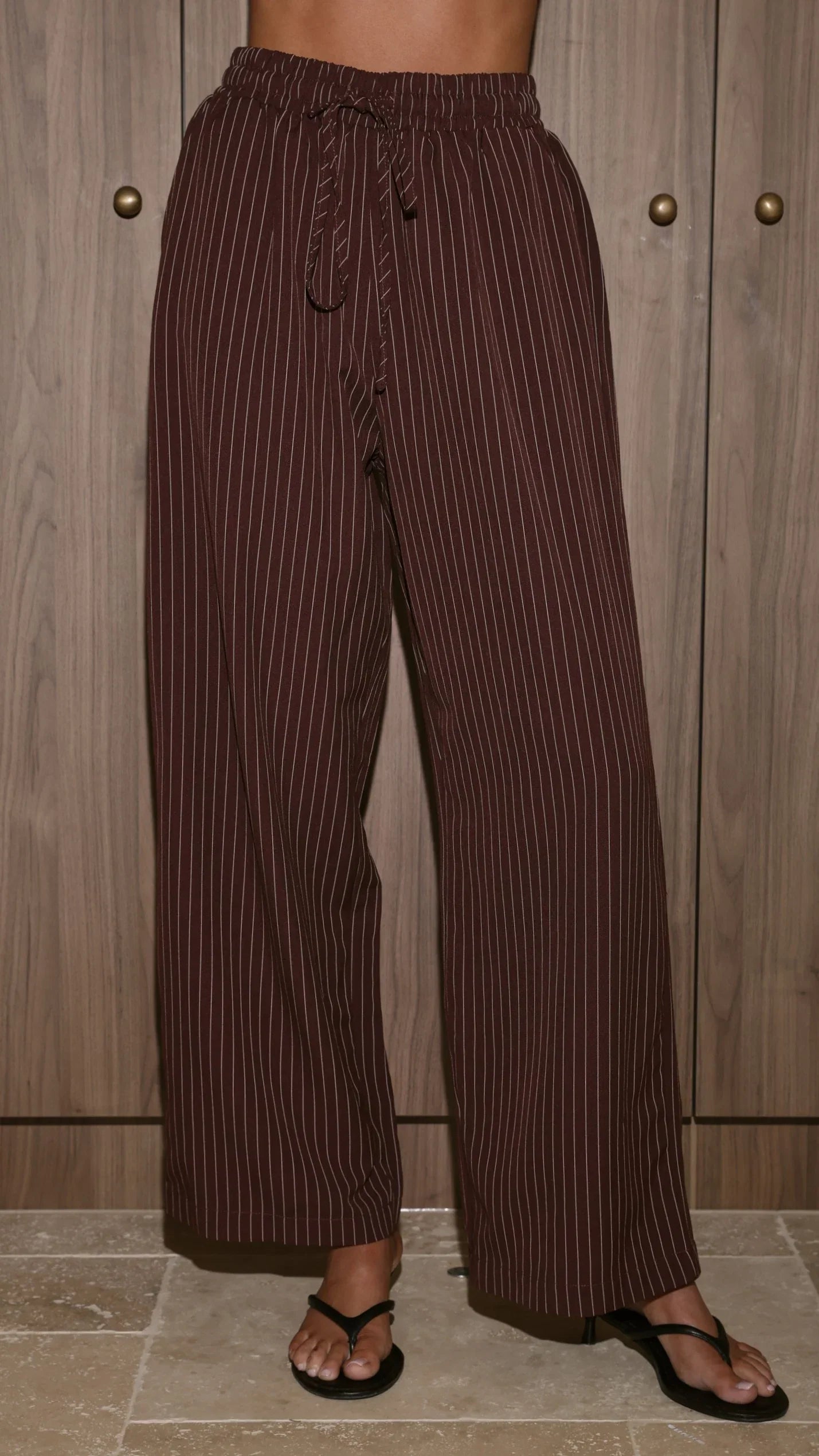 Zaila Pants Burgundy White Stripe