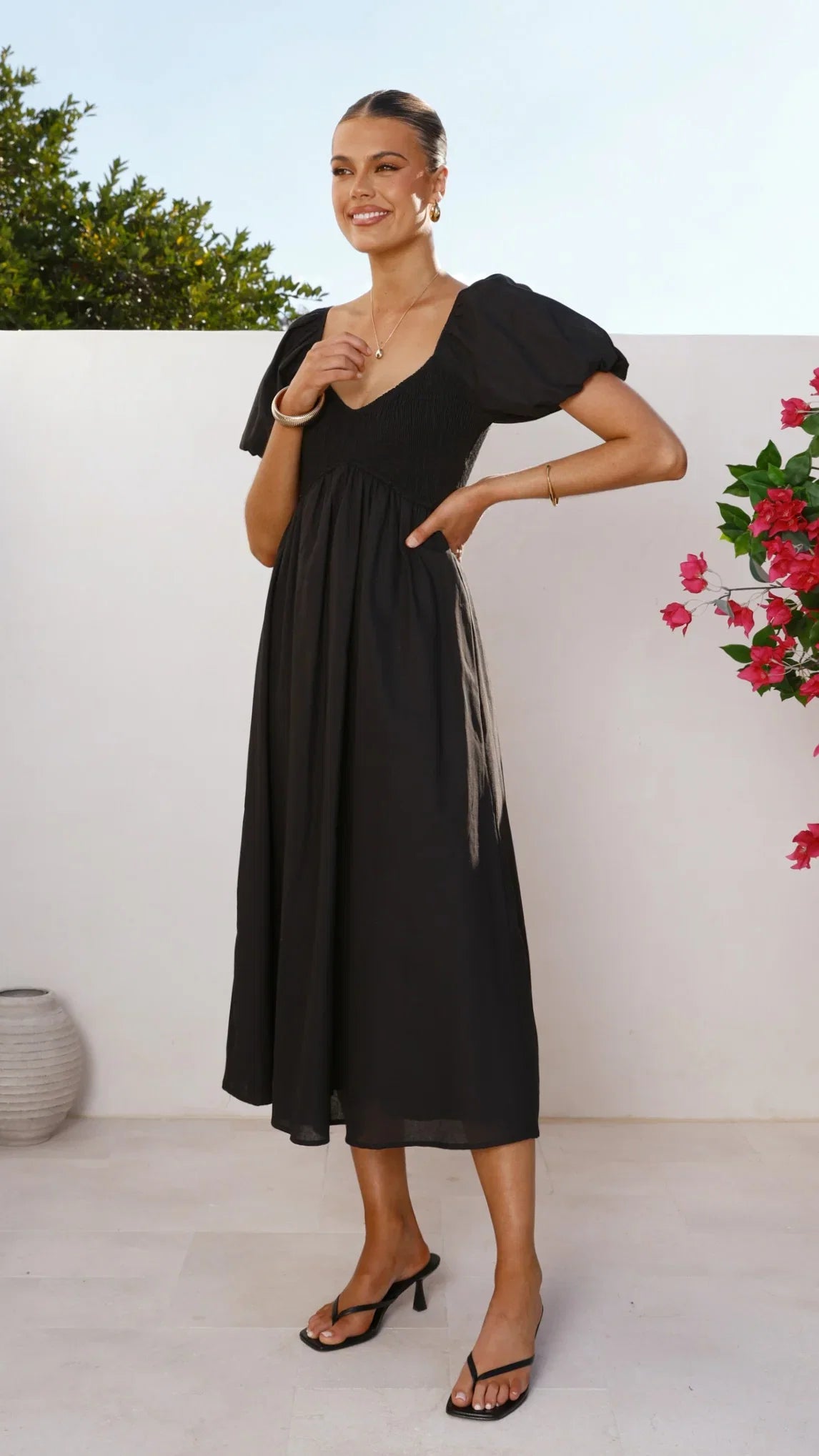 Sahirah Midi Dress Black