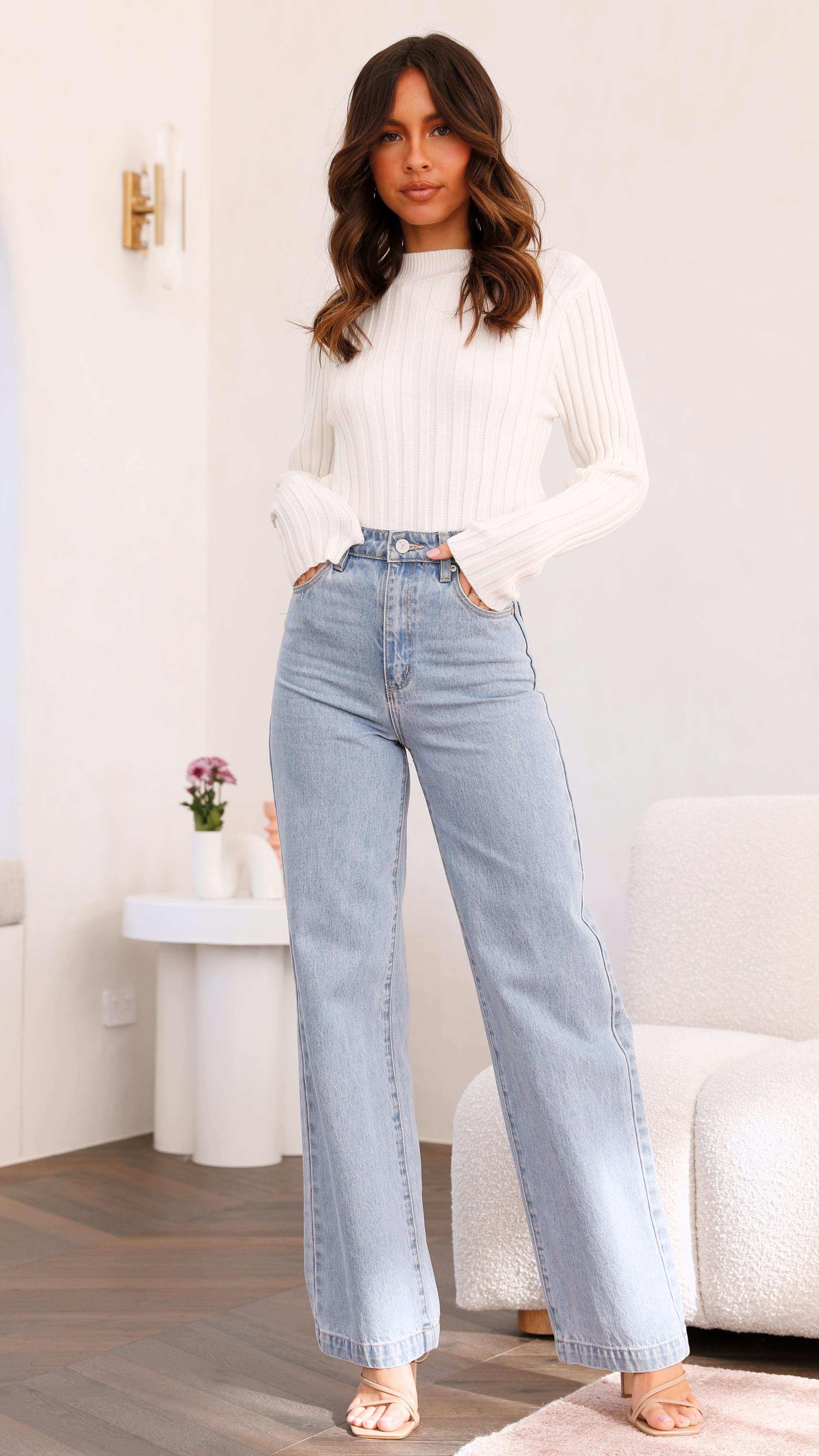 Imogen Long Sleeve Knit Crop White