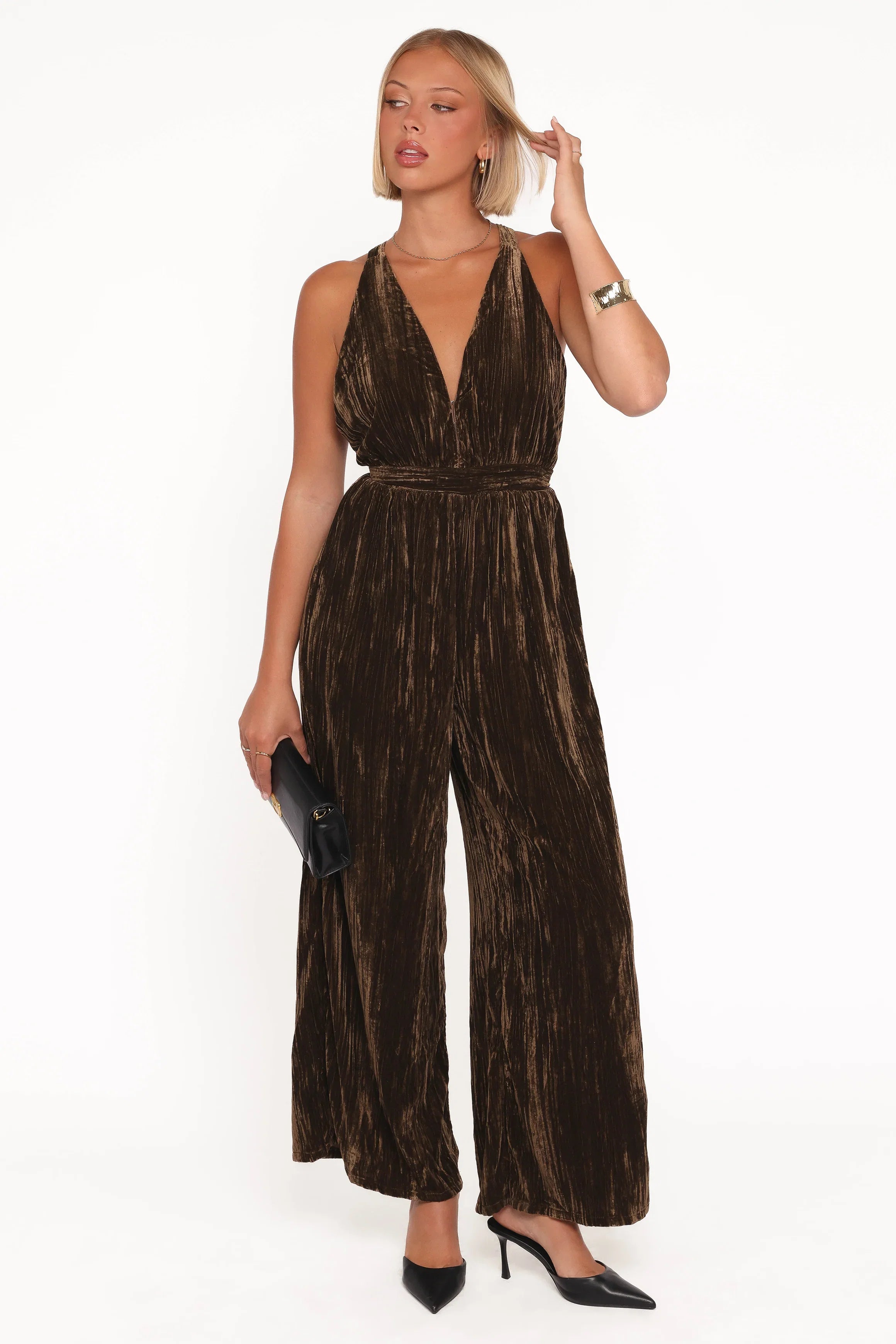 Melody Velvet Jumpsuit Mocha Olive