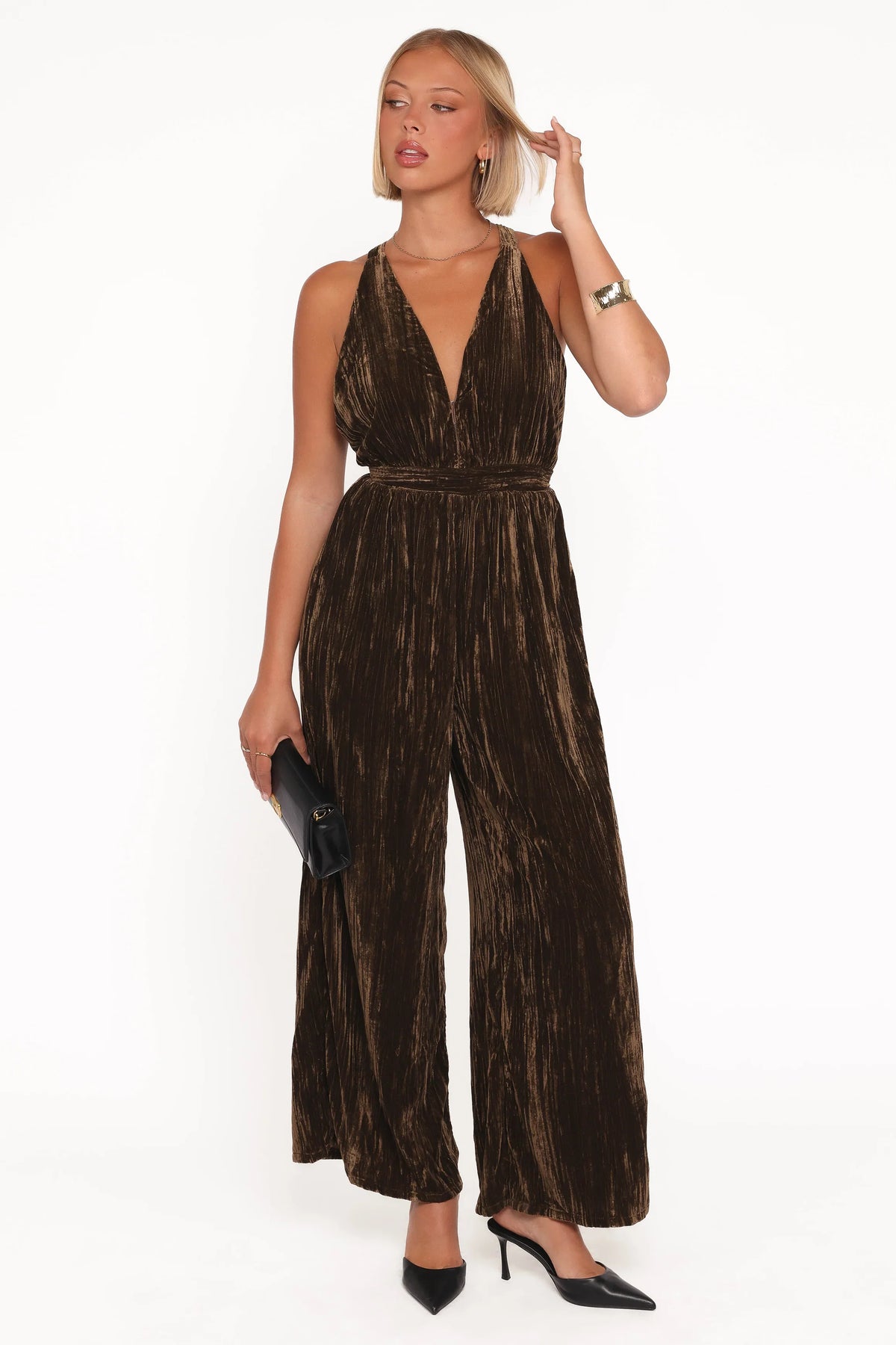 Melody Velvet Jumpsuit Mocha Olive