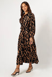 Lincoln Long Sleeve Maxi Dress Black Beige
