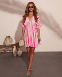 Limah Abstract Striped Kimino Mini Dress