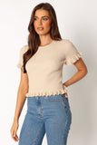 Jeana Knit Short Sleeve Top Taupe