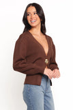 Cyrelle Single Button Cardigan Brown