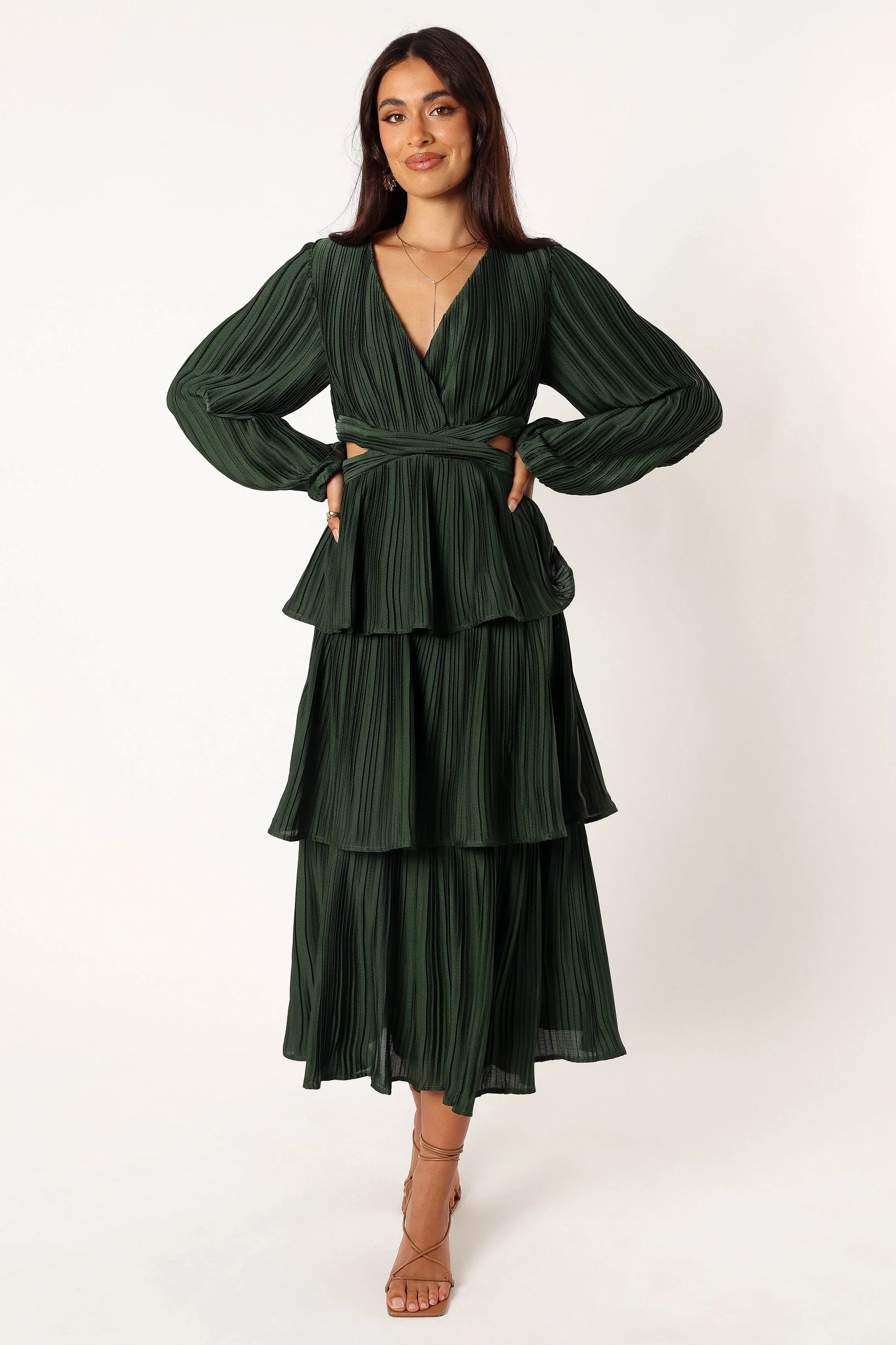 Pippa Long Sleeve Midi Dress Emerald