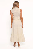 Farica Gingham Midi Skirt Cream